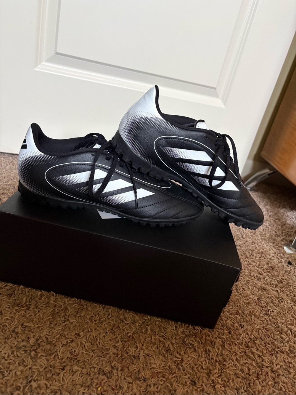 adidas Black and White Men's Turf Soccer Shoes - Picture 5 of 6
